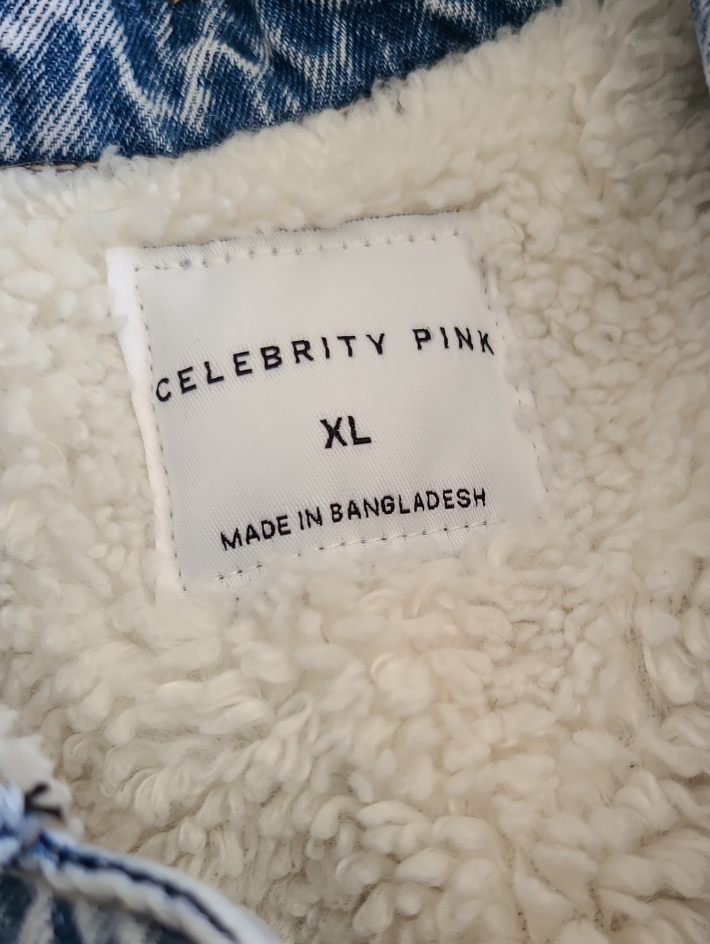 Celebrity Pink Sherpa-Lined Denim Jacket - Blue & Cream - Picture 2 of 6
